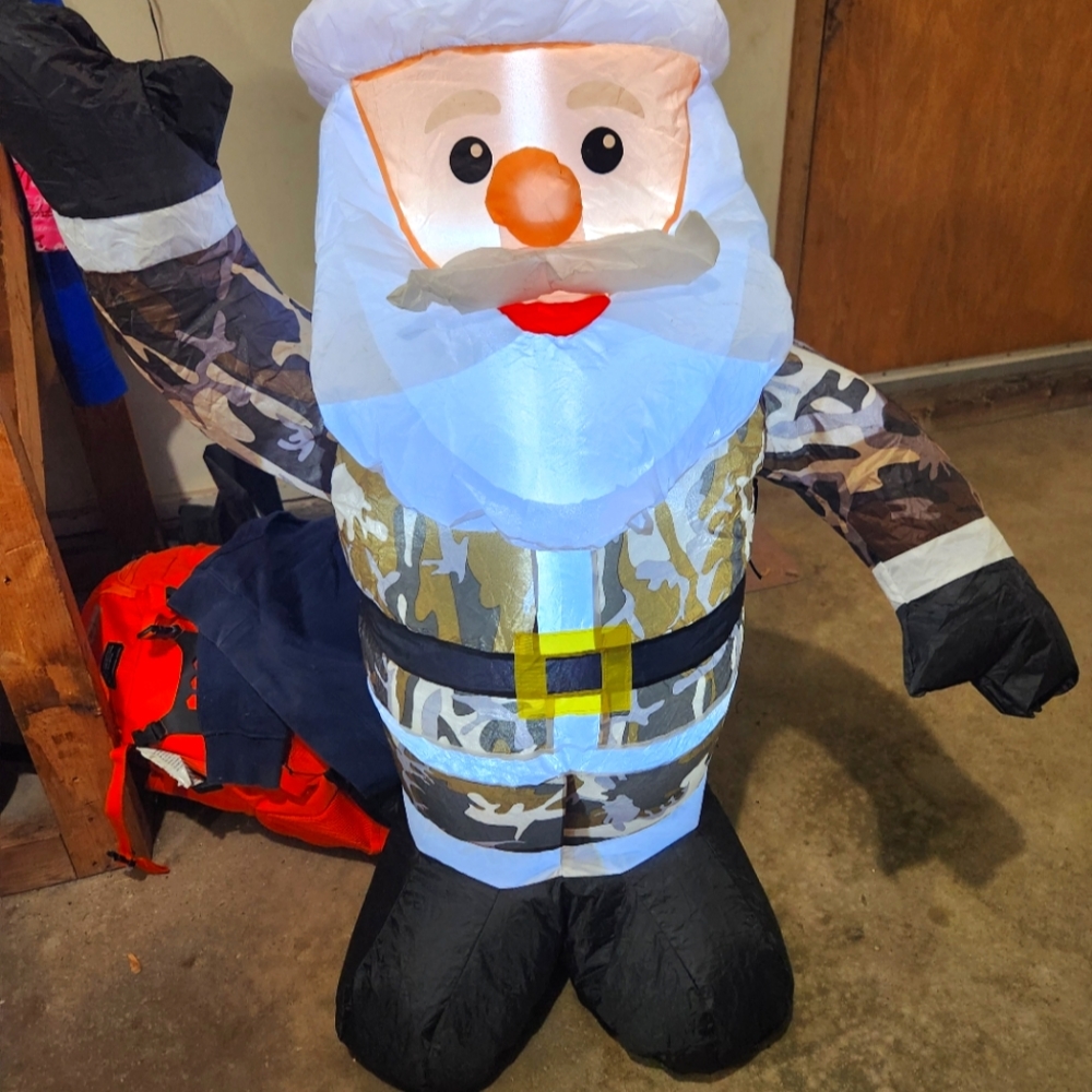 Inflatable camo Santa for Christmas
